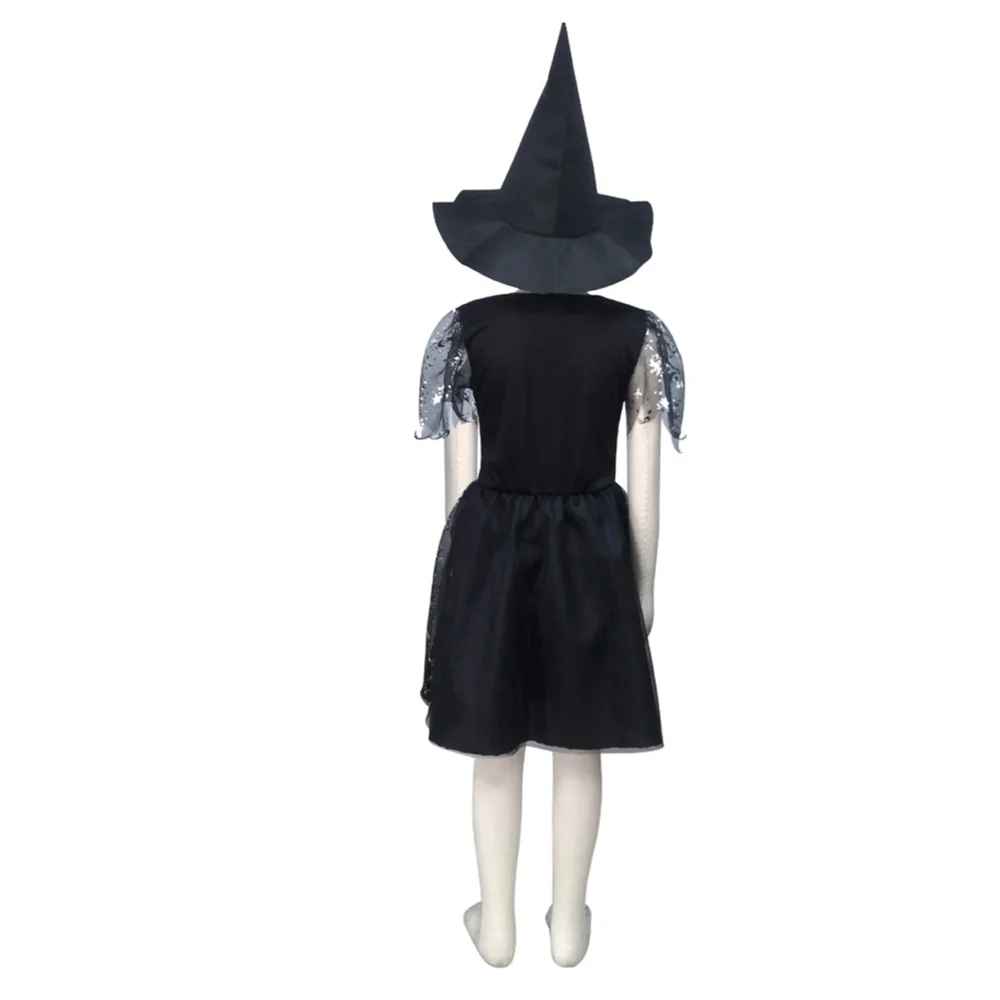 NEW Girls Halloween Celestial Witch Costume Black Silver M(7/8)